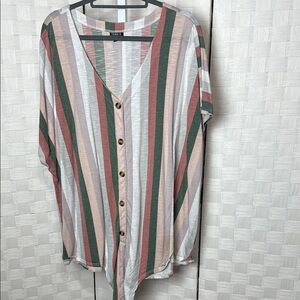 Torrid Striped faux Button-Up‎ Blouse